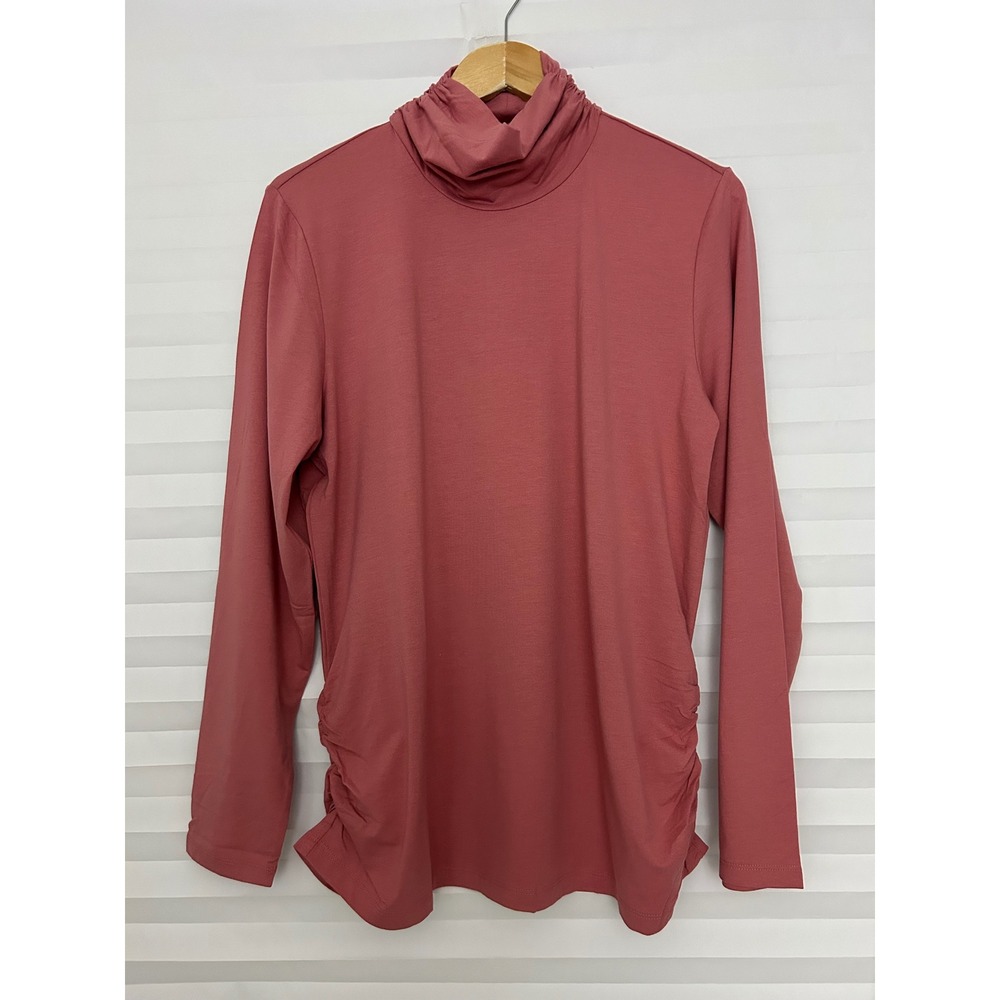 Coldwater Creek Womens XL Preppy Supima Cotton Modal Ruched Side Turtleneck Top